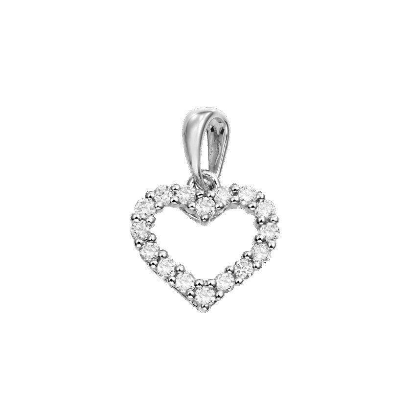 Pandantiv Inimioara din Aur Alb 18K si 16 Diamante de 0.13 CT by Zen Diamonds