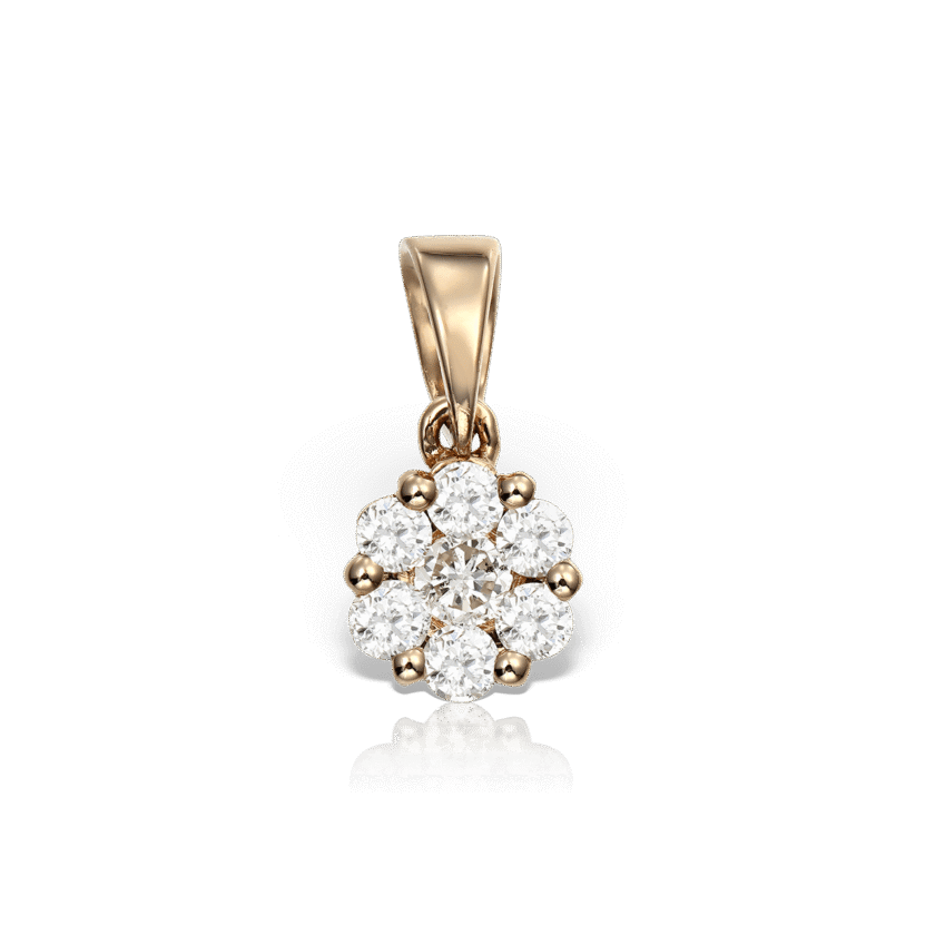 Pandantiv din Aur Roz 18K si 7 Diamante de 0.15 CT - Zen Diamonds