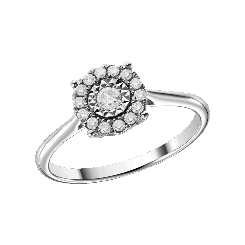 Inel din Aur Alb 18K cu 15 Diamante de 0.18 CT