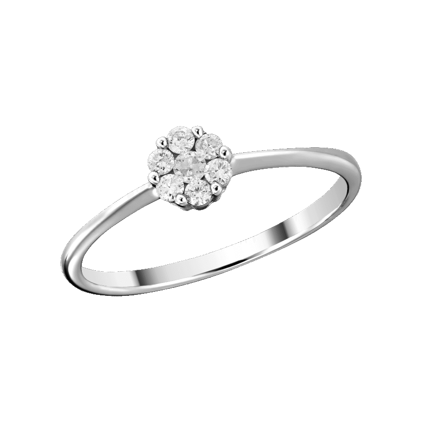 Inel de Logodna din Aur Alb 18K si 7 Diamante de 0.14 CT