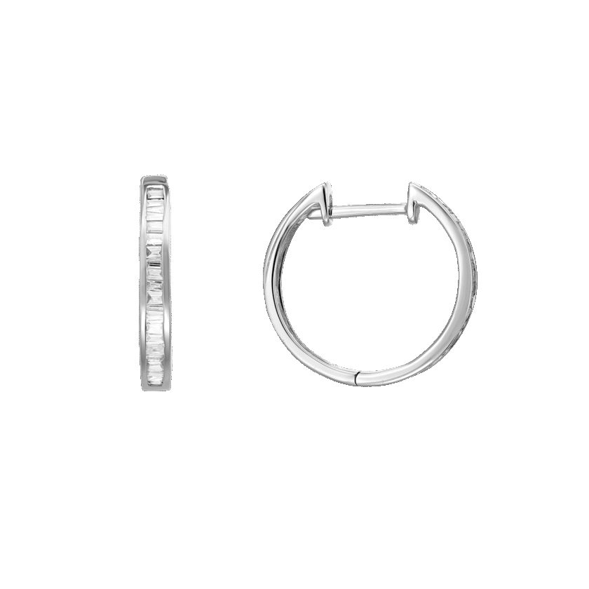 Cercei din Aur Alb 18K si Diamante Bagheta 0.18 CT