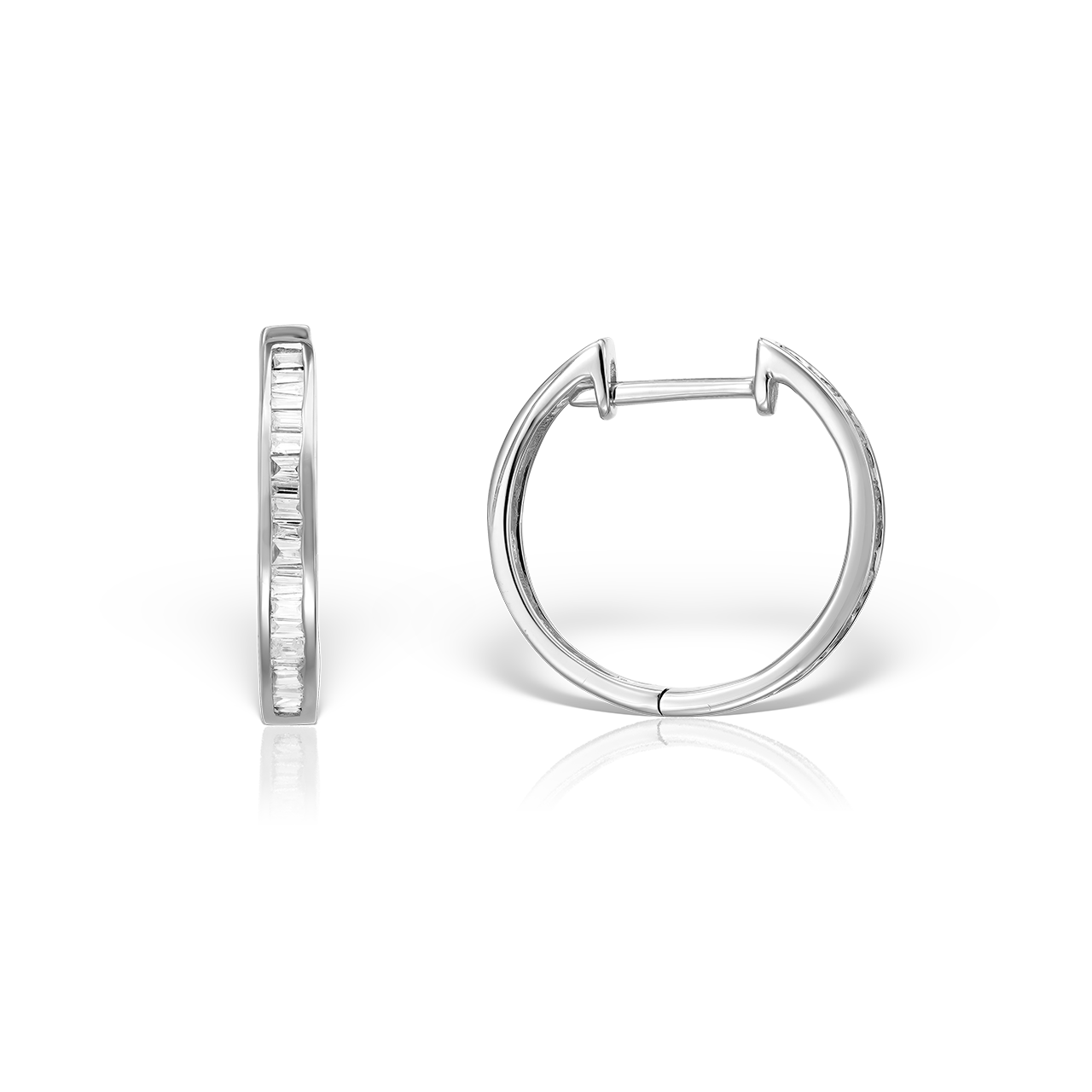 Cercei din Aur Alb 18K si Diamante Bagheta 0.18 CT Cercei din Aur Alb 18K si Diamante Bagheta 0.18 CT Cercei din Aur Alb 18K si Diamante Bagheta 0.18 CT