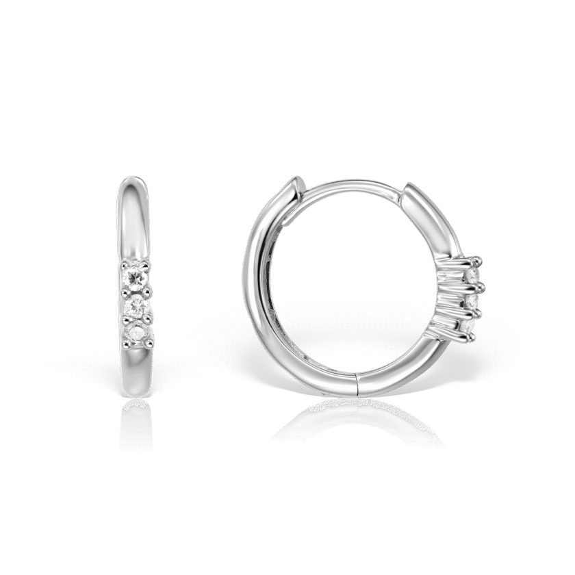 Cercei din Aur Alb 18K cu Diamante Round Cut 0.04 CT