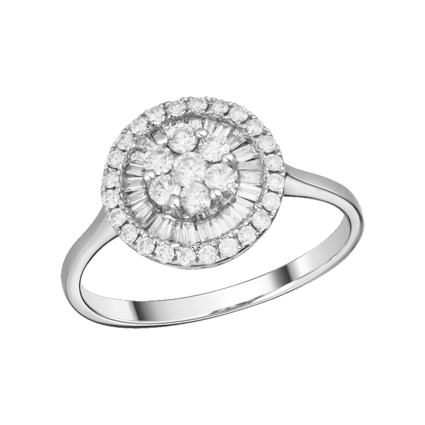 Inel "Pizza" cu Diamante Naturale de 0.44 CT, Aur Alb 18K