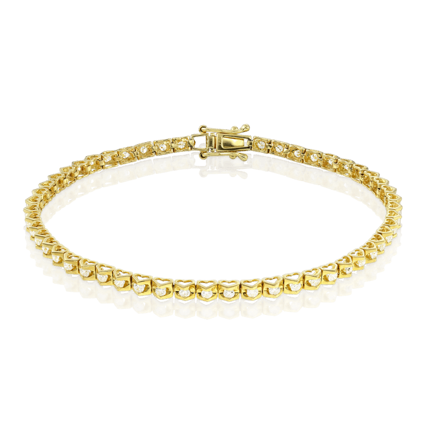 Bratara Tennis cu Diamante Round Cut 0.95 CT, Aur Galben 18K