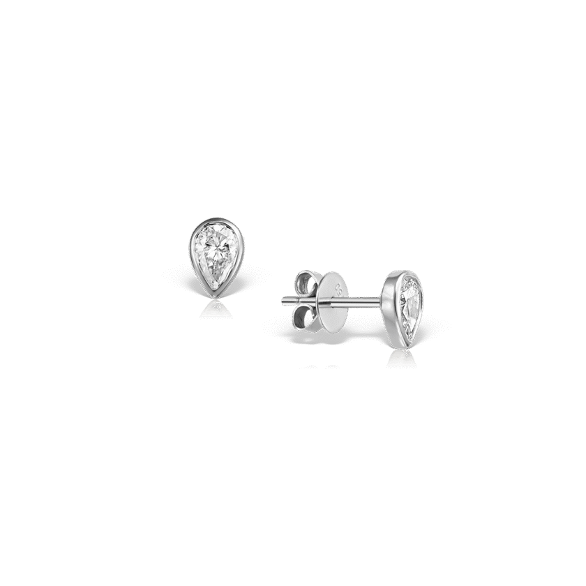 Cercei Lacrima din Aur Alb 18K cu 2 Diamante Pear de 0.50 CT