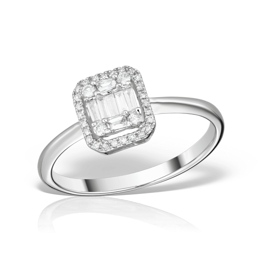 Inel din Aur Alb 18K si Diamante Naturale 0.17 CT