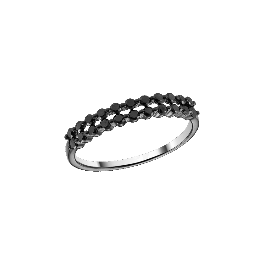 Inel Semi-Eternity cu Diamante Negre 0.45 CT, Aur Negru 18K