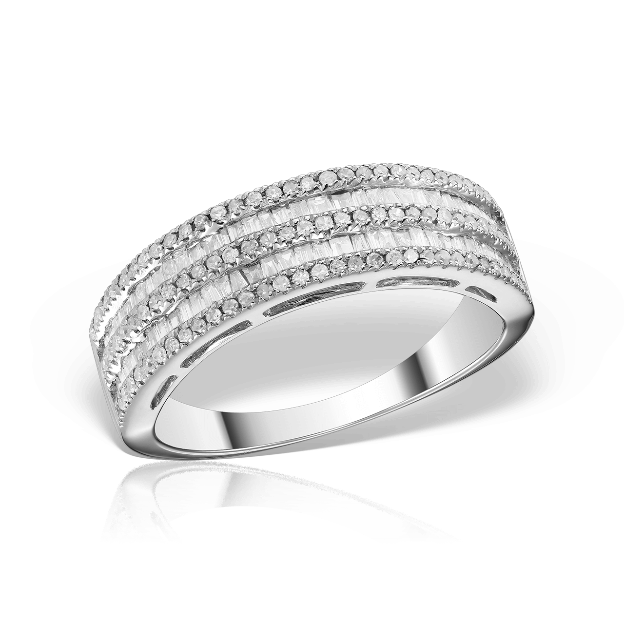 Inel Semi-Eternity cu Diamante Naturale 0.36 CT Inel Semi-Eternity cu Diamante Naturale 0.36 CT Inel Semi-Eternity cu 72 Diamante Bagheta 0.30 CT si 96 Diamante Rotunde 0.21 CT