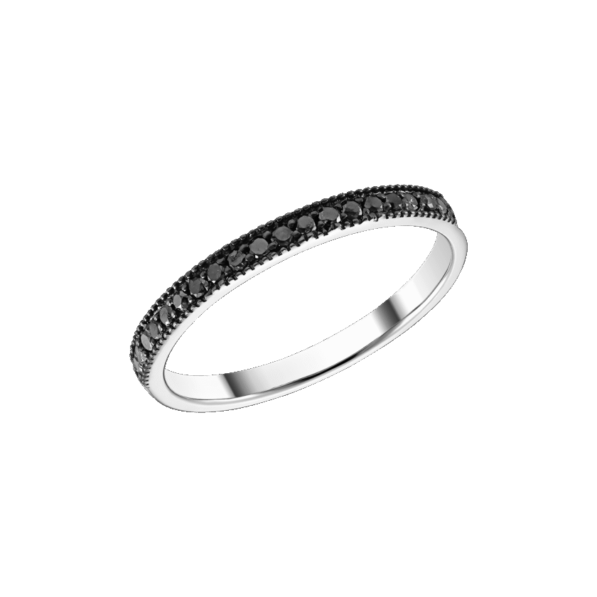 Inel Semi-Eternity cu Diamante Negre de 0.20 CT, Aur 18K