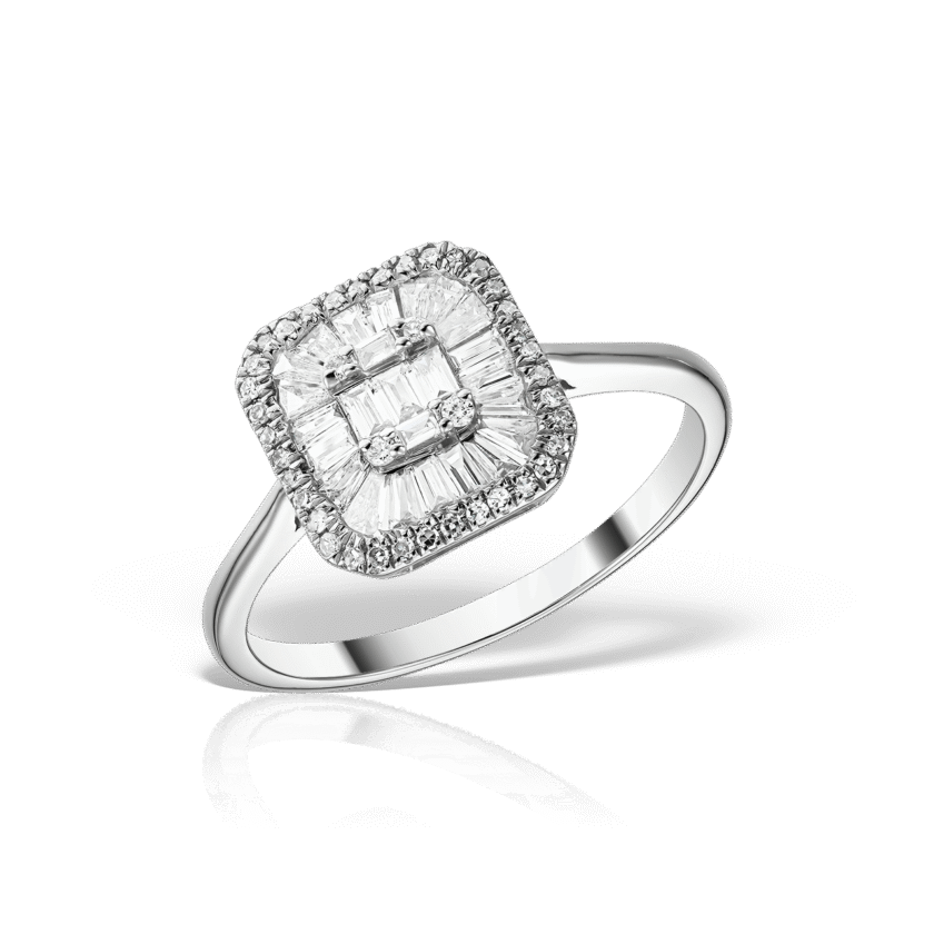 Inel cu Diamante Naturale 0.30 CT, Aur Alb 18K