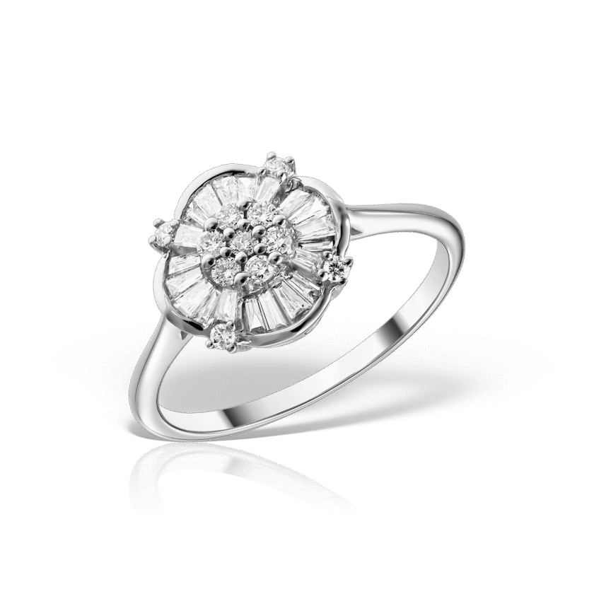 Inel cu Diamante Naturale de 0.35 CT, Aur Alb 18K