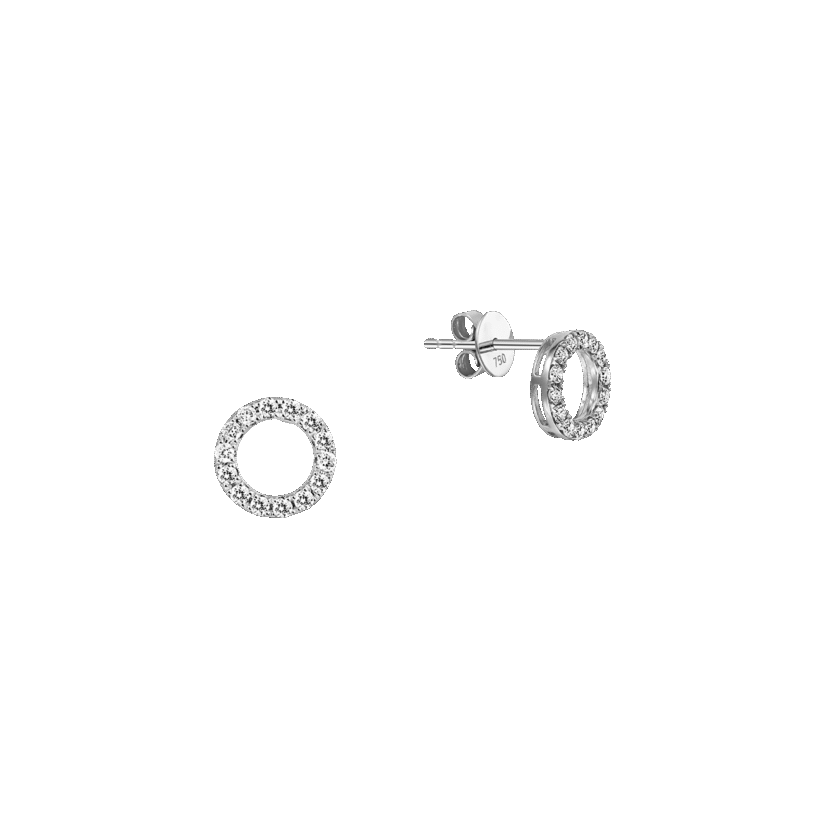 Cercei "Luminous Circle" cu Diamante Naturale 0.26 CT, Aur Alb 18K