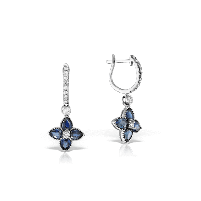 Cercei cu Safir 1.58 CT si Diamante 0.26 CT, Aur Alb 18K