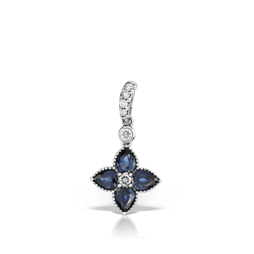 Pandantiv cu Safir 0.80 CT si Diamante 0.10 CT, Aur Alb 18K