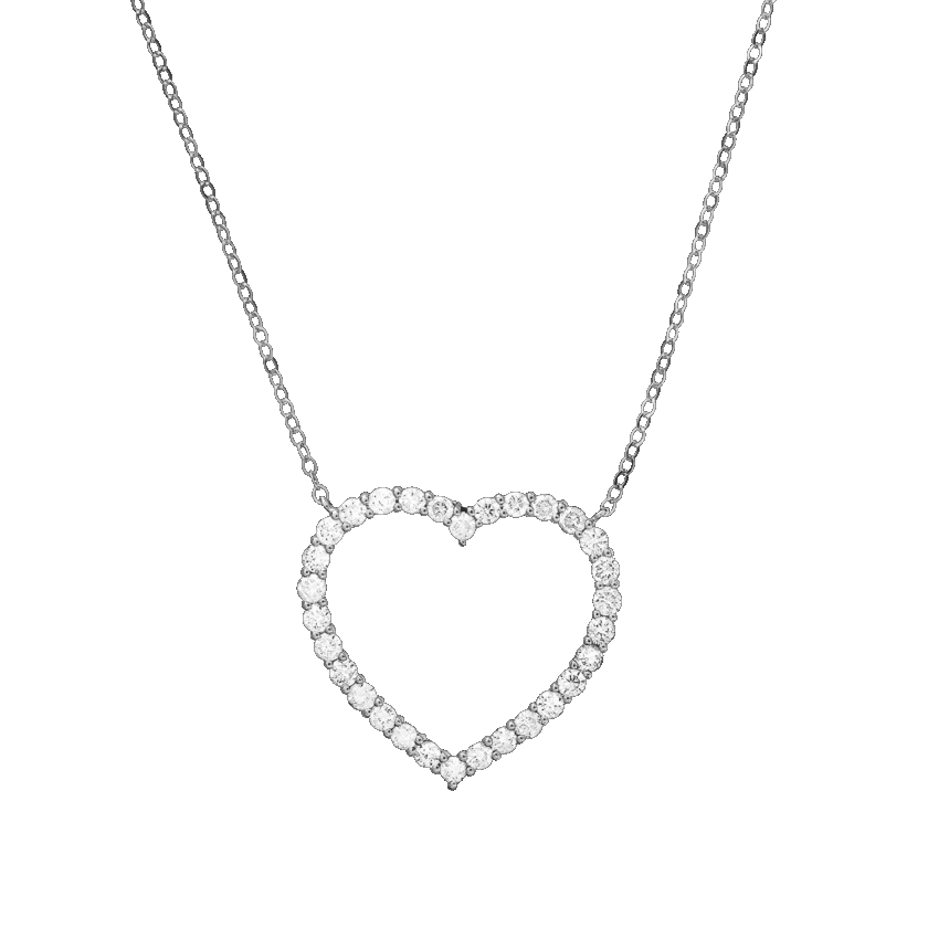 Colier "Heart" cu Diamante Round Cut 1 CT, Aur Alb 18K