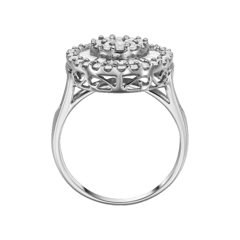 Inel "Pizza" cu Diamante Round Cut 0.59 CT si Diamante Baguette 0.17 CT, Aur Alb 18K Inel "Pizza" cu Diamante Round Cut 0.59 CT si Diamante Baguette 0.17 CT, Aur Alb 18K i02 alb