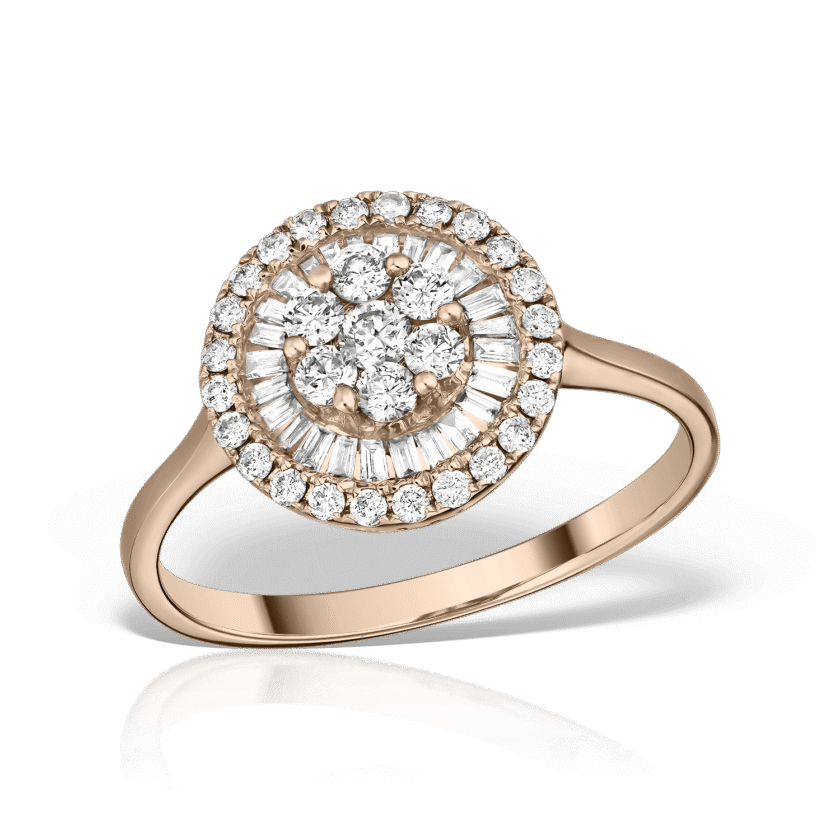 Inel "Pizza" cu Diamante Naturale de 0.44CT, Aur Roz 18K