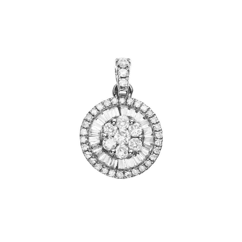 Pandantiv "Pizza" cu Diamante Naturale 0.25 CT, Aur Alb 18K