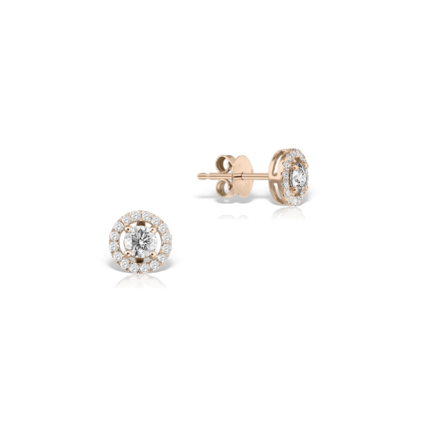 Cercei din Aur Roz 18K si Diamante Naturale 0.45 CT