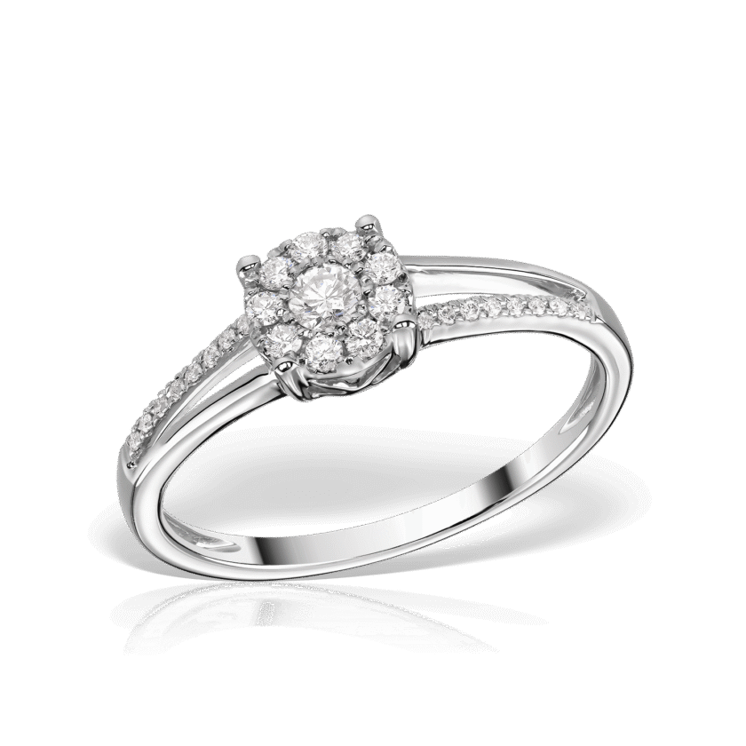 Inel de Logodna cu Diamante 0.19 CT, Aur Alb 18K