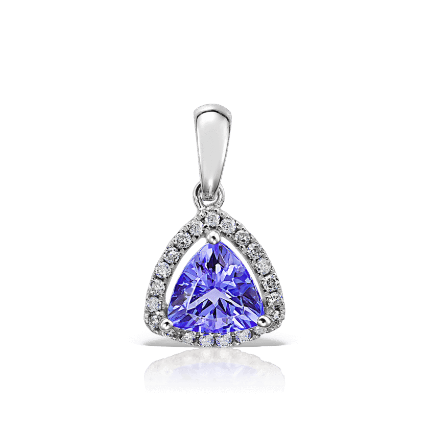 Pandantiv cu Tanzanit 0.59 CT si Diamante, Aur Alb 18K