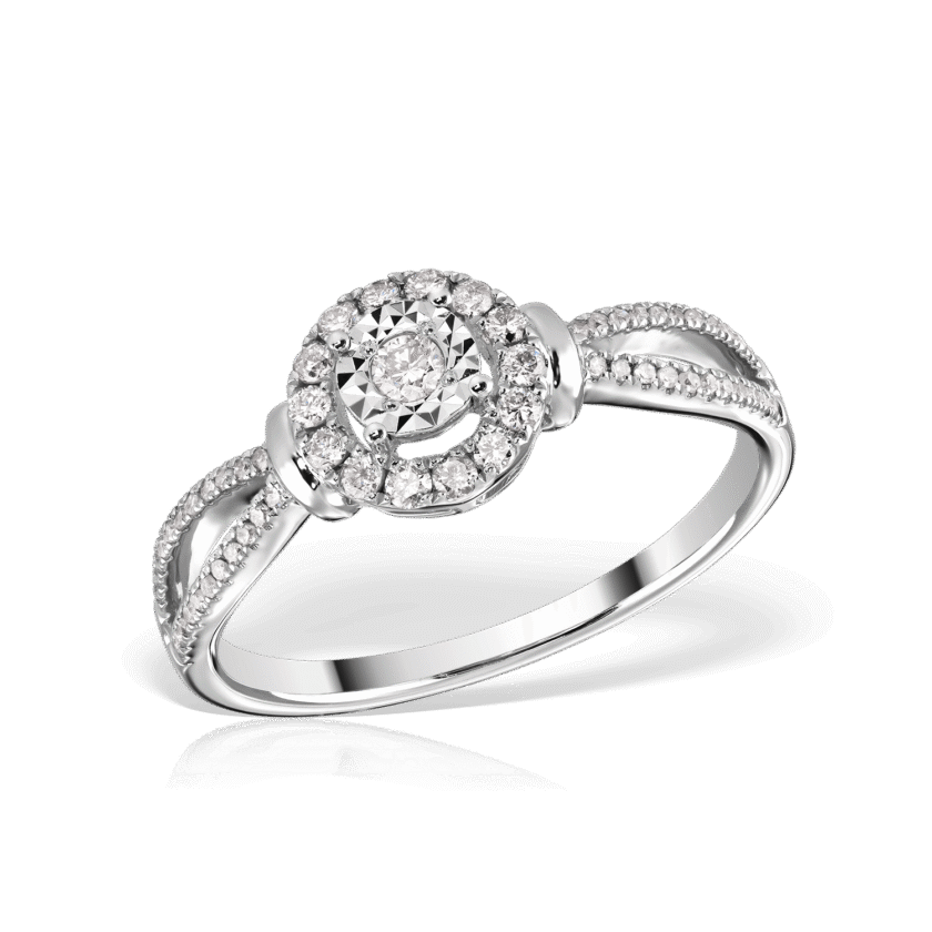 Inel de Logodna cu Diamante 0.25 CT, Aur Alb 18K