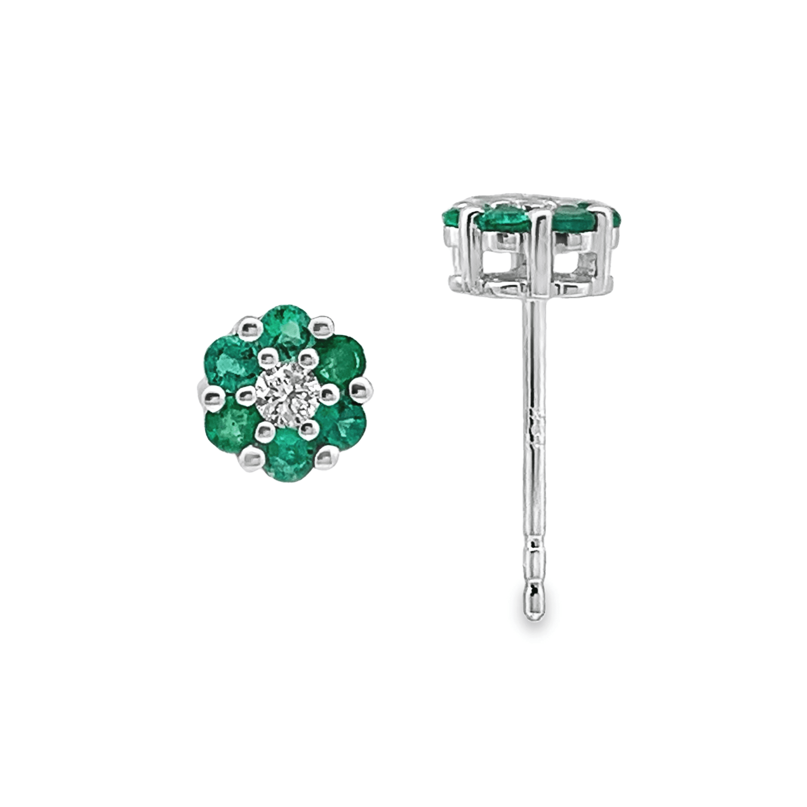 Cercei Flower din Aur Alb 18K cu Smaralde si Diamante Naturale Cercei Flower din Aur Alb 18K cu Smaralde si Diamante Naturale Cercei Flower din Aur Alb 18K cu Smaralde si Diamante Naturale