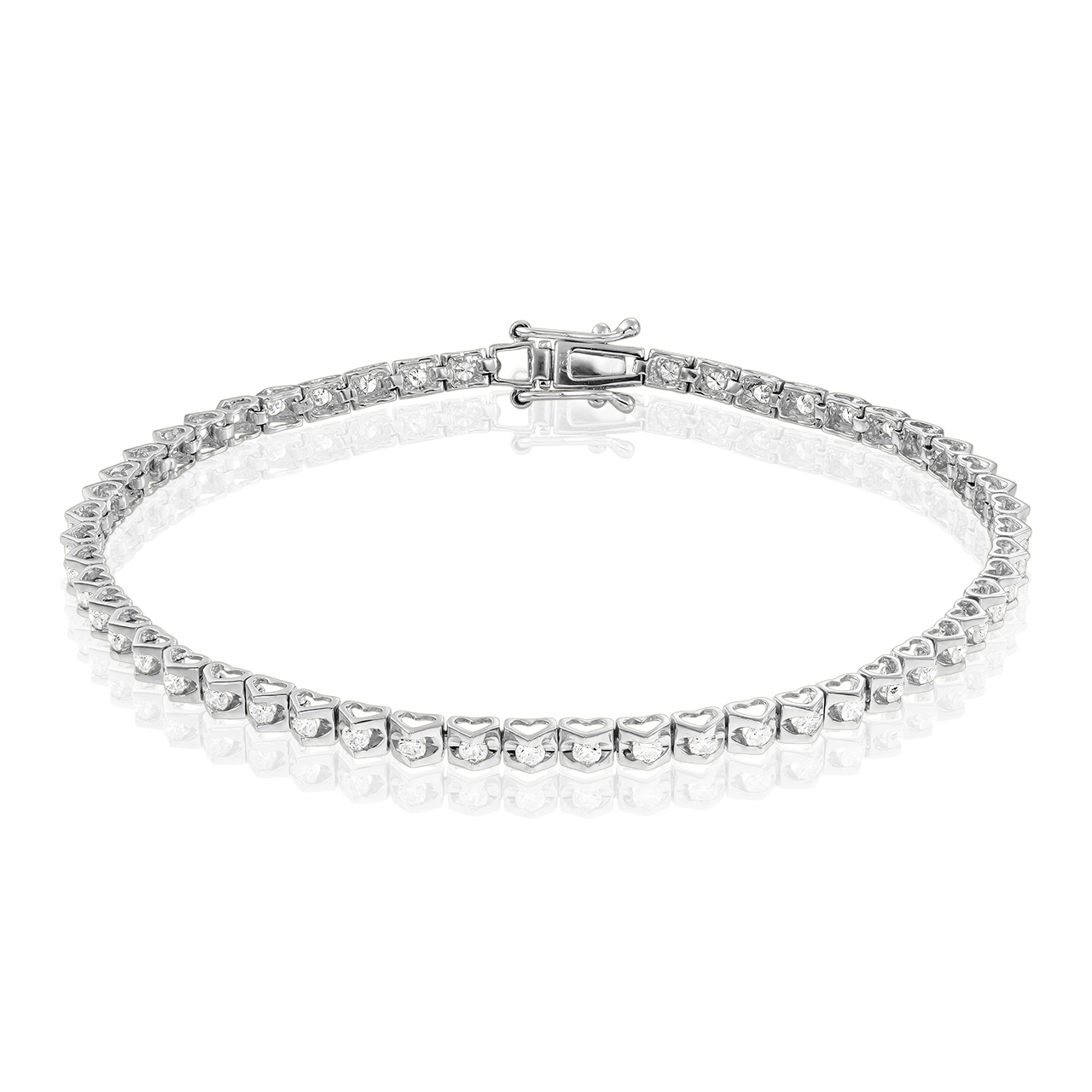 Bratara Tennis Heart cu Diamante Naturale 0.95 CT, Aur Alb 18K Bratara Tennis Heart cu Diamante Naturale 0.95 CT, Aur Alb 18K Bratara Tennis Heart cu Diamante Naturale 0.95 CT, Aur Alb 18K