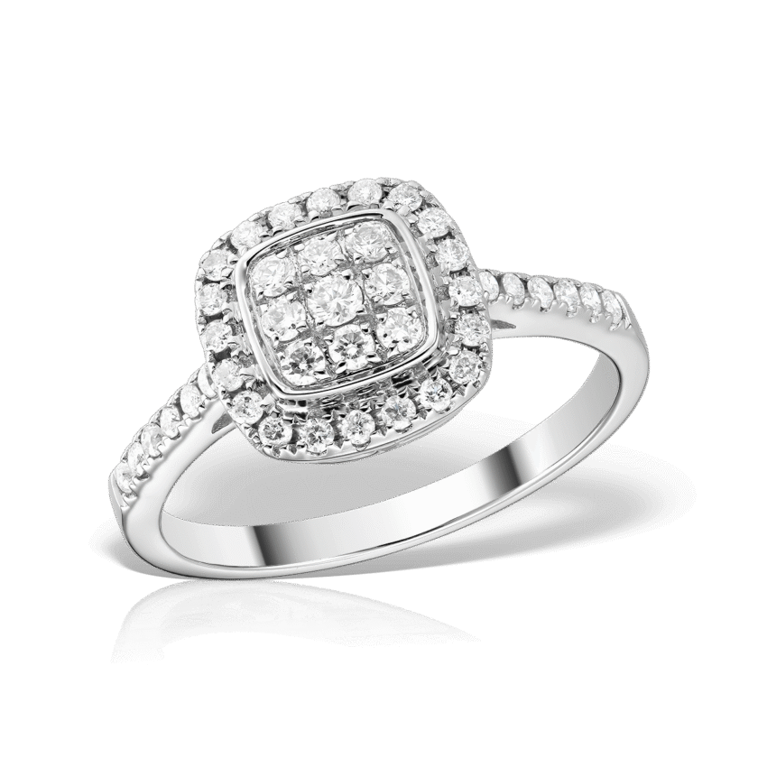 Inel 'Amelie' cu Diamante Naturale 0.38 CT, Aur Alb 18K